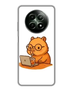 Чехол для Realme 12 5G с картинкой «Капибара с ноутбуком»