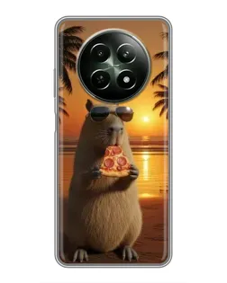 Чехол для Realme 12 5G с картинкой «Капибара с пиццей»
