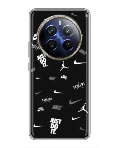 Чехол для Realme 12 Plus с картинкой «Nike Black Pattern»