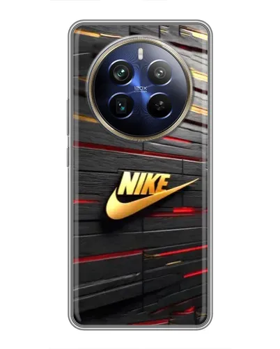 Чехол для Realme 12 Plus с картинкой «Золотой Nike на металле»