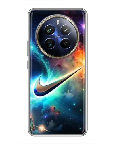 Чехол для Realme 12 Plus с картинкой «Космический Nike Swoosh»