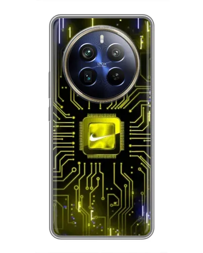 Чехол для Realme 12 Plus с картинкой «Nike — золотая искра»