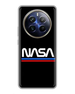 Чехол для Realme 12 Plus с картинкой «NASA — классика Red Blue» Чехол для Realme 12 Plus с картинкой «NASA — классика Red Blue»