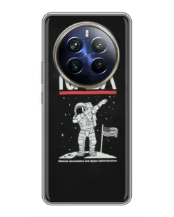 Чехол для Realme 12 Plus с картинкой «NASA — шагаем по Луне»