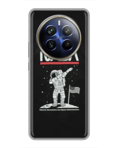 Чехол для Realme 12 Plus с картинкой «NASA — шагаем по Луне»