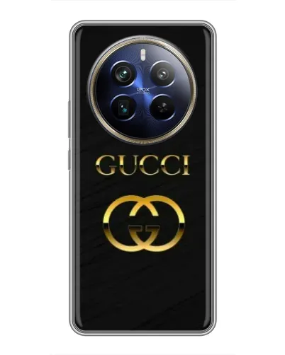 Чехол для Realme 12 Plus с картинкой «Золотой логотип Gucci»