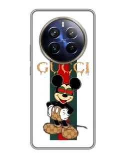 Чехол для Realme 12 Plus с картинкой «Микки Маус Gucci — полосы»