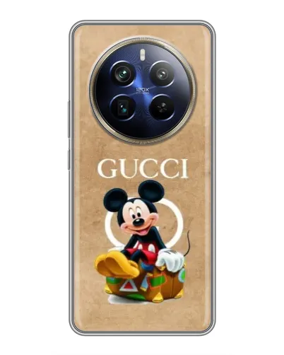 Чехол для Realme 12 Plus с картинкой «Микки Маус Gucci — крафт»