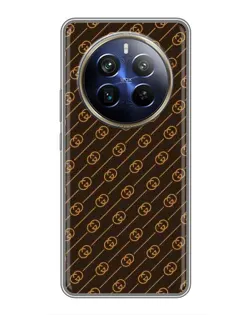 Чехол для Realme 12 Plus с картинкой «Gucci — золотые диагонали»