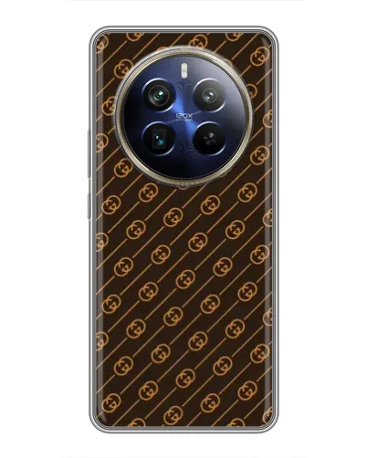 Чехол для Realme 12 Plus с картинкой «Gucci — золотые диагонали»