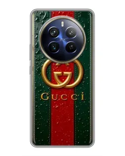Чохол для Realme 12 Plus з картинкою «Gucci — фірмова смуга та золото»