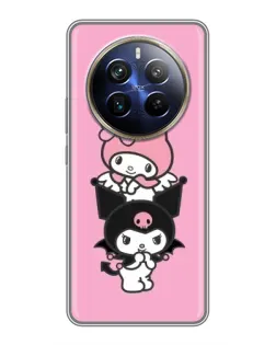 Чехол для Realme 12 Plus с картинкой «Трио My Melody и Kuromi»