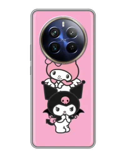 Чехол для Realme 12 Plus с картинкой «Трио My Melody и Kuromi»