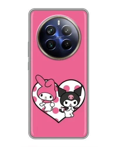 Чехол для Realme 12 Plus с картинкой «Kuromi и My Melody»
