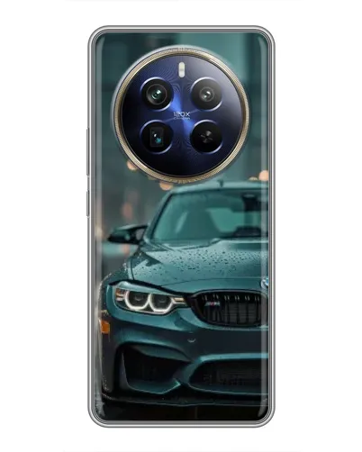 Чехол для Realme 12 Plus с картинкой «BMW в огнях города»