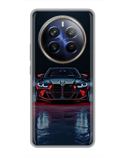 Чехол для Realme 12 Plus с картинкой «BMW на мокрой дороге»