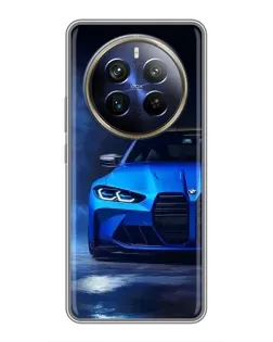 Чехол для Realme 12 Plus с картинкой «Голубая BMW M4»
