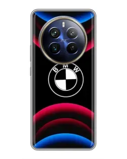Чехол для Realme 12 Plus с картинкой «Логотип BMW и неоновые дуги»