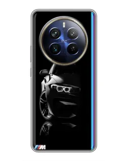 Чехол для Realme 12 Plus с картинкой «Силуэт BMW в темноте»