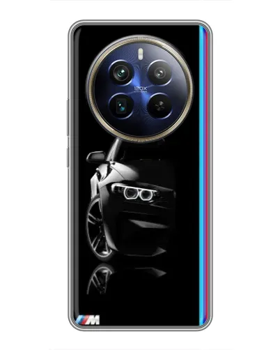 Чехол для Realme 12 Plus с картинкой «Силуэт BMW в темноте»