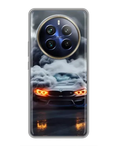 Чехол для Realme 12 Plus с картинкой «BMW в дыму»