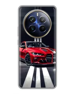 Чехол для Realme 12 Plus с картинкой «Красная BMW на дороге»