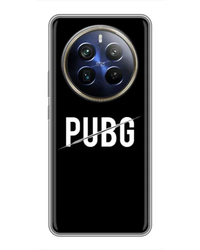 Чехол для Realme 12 Plus с картинкой «PUBG — белый логотип» Чехол для Realme 12 Plus с картинкой «PUBG — белый логотип»