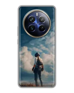 Чехол для Realme 12 Plus с картинкой «Герой PUBG на скале»