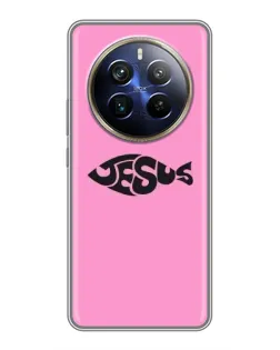 Чехол для Realme 12 Plus с картинкой «Розовый символ  Jesus»