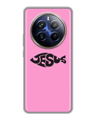 Чехол для Realme 12 Plus с картинкой «Розовый символ Jesus» Чехол для Realme 12 Plus с картинкой «Розовый символ Jesus»