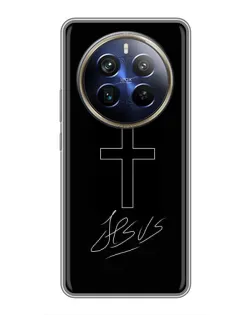 Чохол для Realme 12 Plus з картинкою «Графічний хрест Jesus»