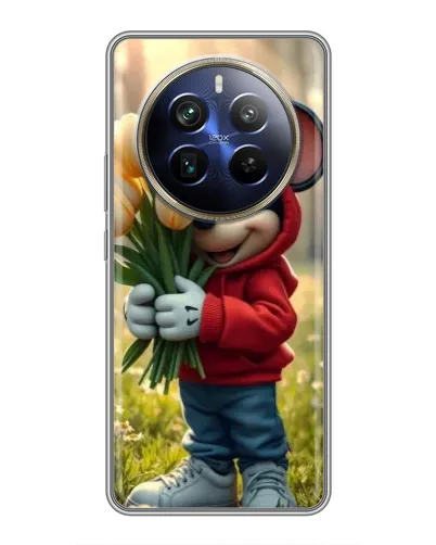 Чохол для Realme 12 Plus з картинкою «Міккі з тюльпанами»