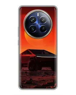 Чехол для Realme 12 Plus с картинкой «Cybertruck на Марсе»