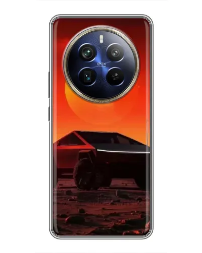 Чехол для Realme 12 Plus с картинкой «Cybertruck на Марсе»