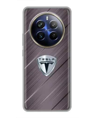 Чехол для Realme 12 Plus с картинкой «Металлическая текстура Tesla»