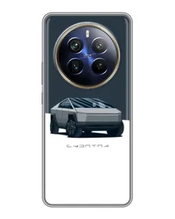 Чехол для Realme 12 Plus с картинкой «Серебристый Cybertruck Tesla»