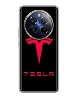 Чехол для Realme 12 Plus с картинкой «Tesla Red Logo»