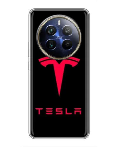 Чехол для Realme 12 Plus с картинкой «Tesla Red Logo»