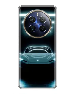 Чехол для Realme 12 Plus с картинкой «Tesla в неоне»