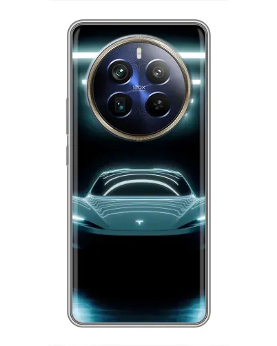 Чехол для Realme 12 Plus с картинкой «Tesla в неоне»