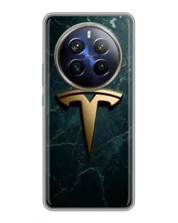 Чехол для Realme 12 Plus с картинкой «Мраморная Tesla Gold»