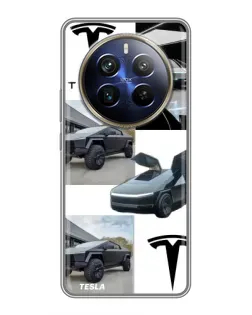 Чехол для Realme 12 Plus с картинкой «Коллаж Cybertruck Tesla»