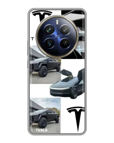 Чехол для Realme 12 Plus с картинкой «Коллаж Cybertruck Tesla»