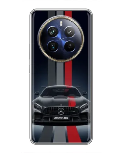 Чехол для Realme 12 Plus с картинкой «Mercedes — белый карбон»
