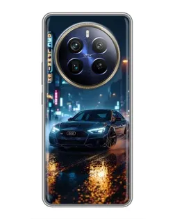 Чехол для Realme 12 Plus с картинкой «Ночной город и Audi»