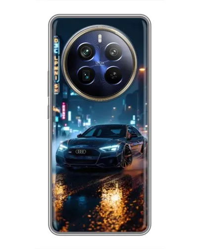 Чехол для Realme 12 Plus с картинкой «Ночной город и Audi»