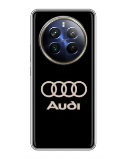 Чехол для Realme 12 Plus с картинкой «Audi — золотой логотип»