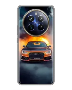 Чехол для Realme 12 Plus с картинкой «Audi в огненном дыму»