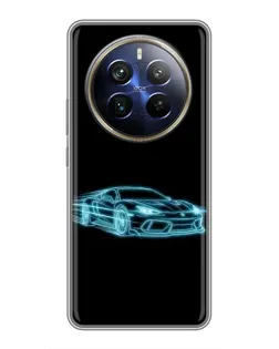 Чехол для Realme 12 Plus с картинкой «Неоновый контур Lamborghini»