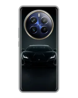 Чехол для Realme 12 Plus с картинкой «Черный Lamborghini Aventador»